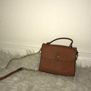 Target Brown leather crossbody with chain strap